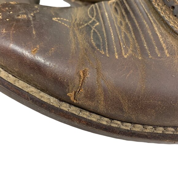 ARIAT 15834 Legend Square Toe Brown Leather Green INT Pull On Western Boots SZ 8 - Picture 10 of 10